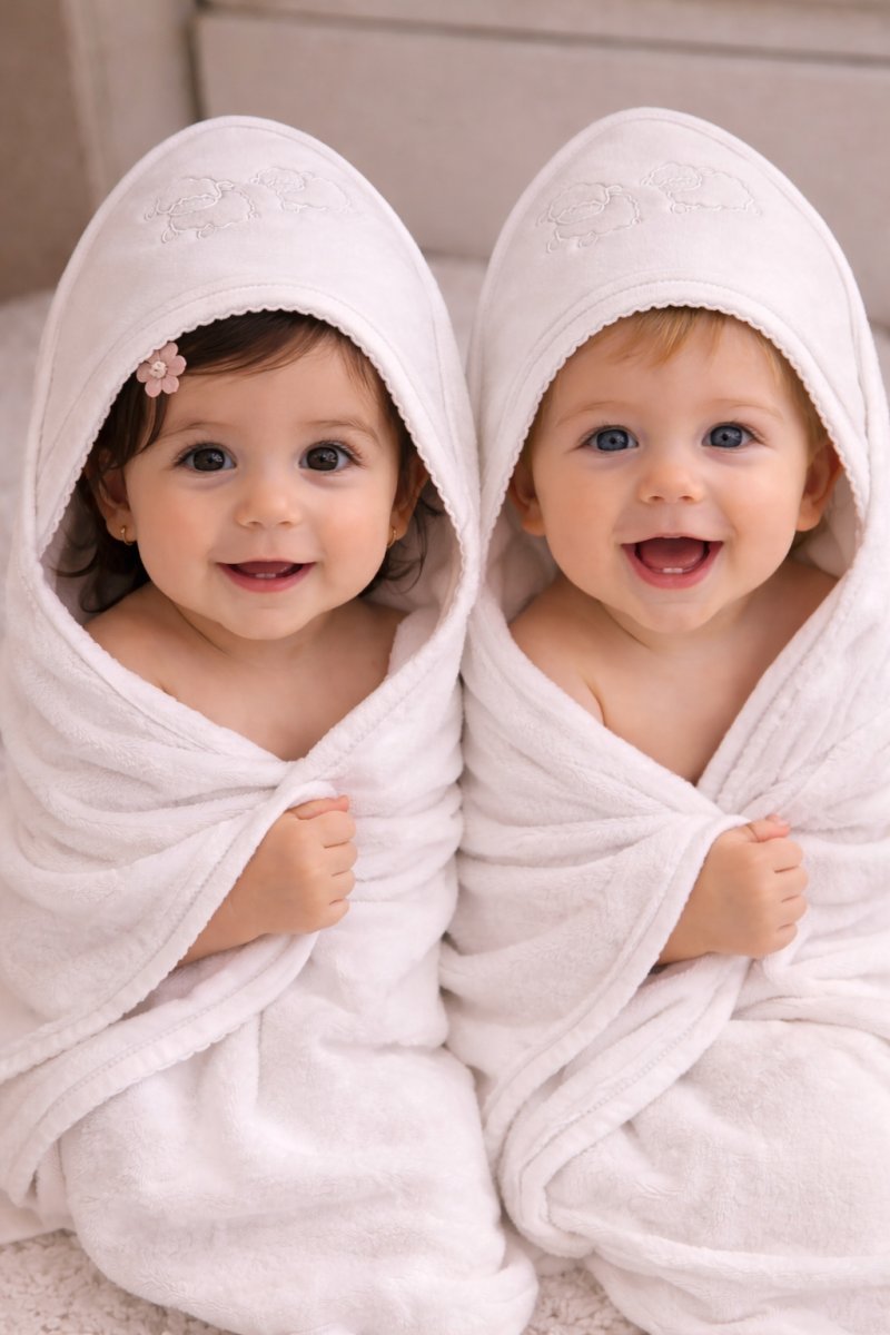 Toallon de Towel Capucha Estampada con Picot