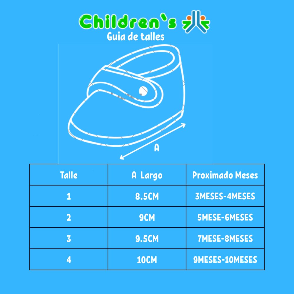 Guia de talles Botita Corderoy Velcro sin base