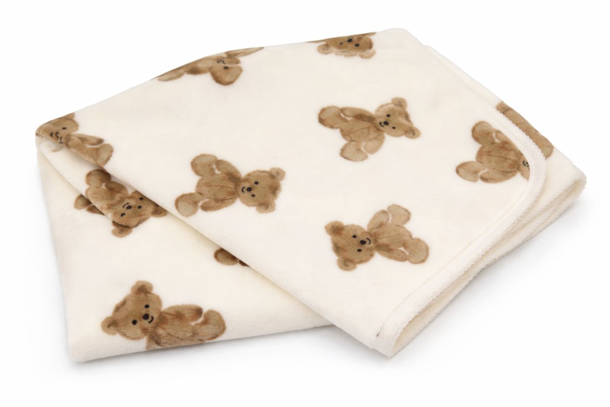 Manta Piel  Estampada de Oso con Picot