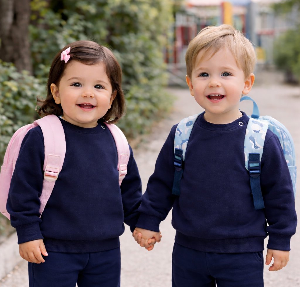 Buzo de Algodon Frizado Colegial Cuello Redondo