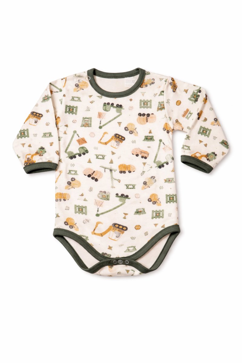 Conjunto Medio Osito Sin Pie y Body Manga Larga Estampada Dinodaurios