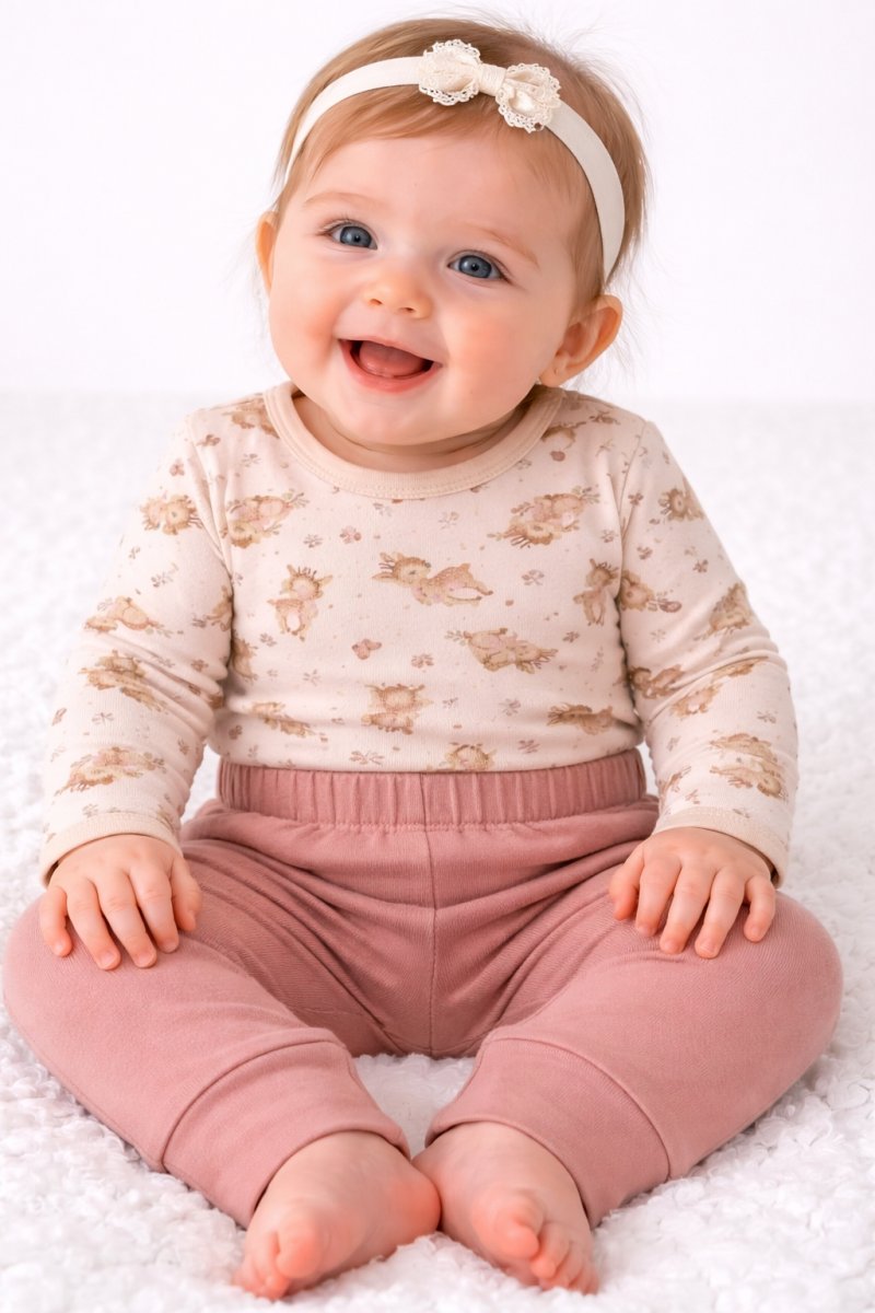 Conjunto Medio Osito Sin Pie y Body Manga Larga Estampada Dinodaurios