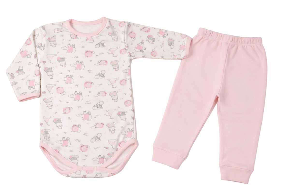 Conjunto Medio Osito Sin Pie y Body Manga Larga Estampada Dinodaurios