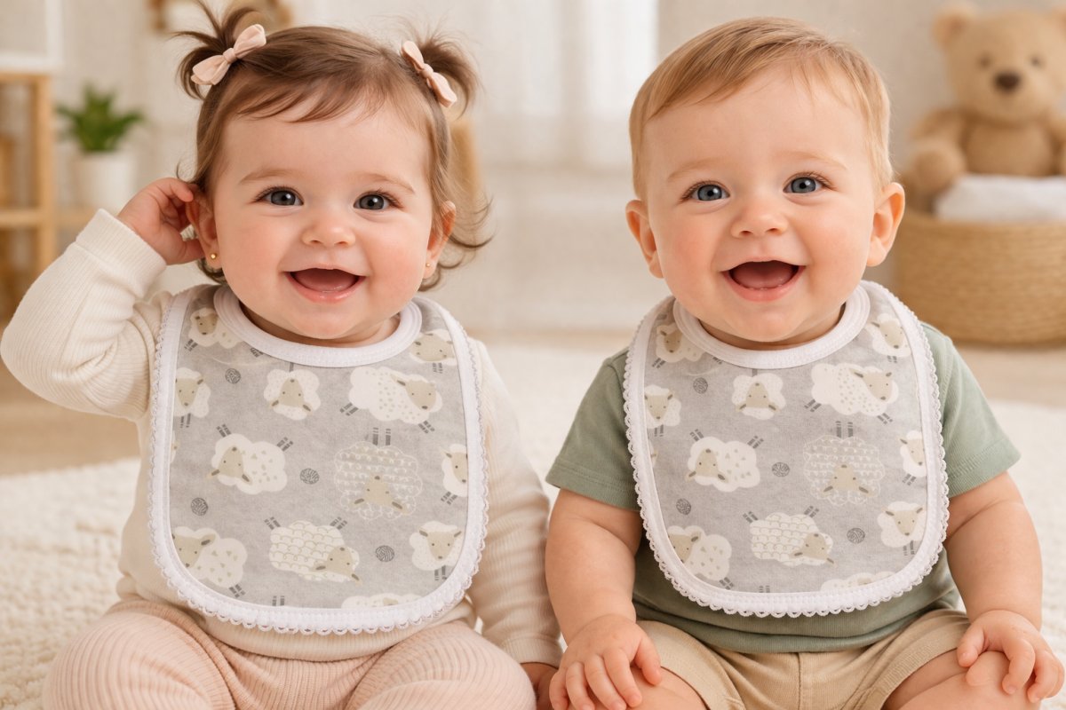 Babero de Algodon Bordados con impermeable entre telas- Diferentes Bordados