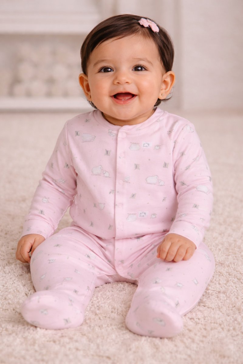 Enterito Manga larga con pie estampado ovejitas