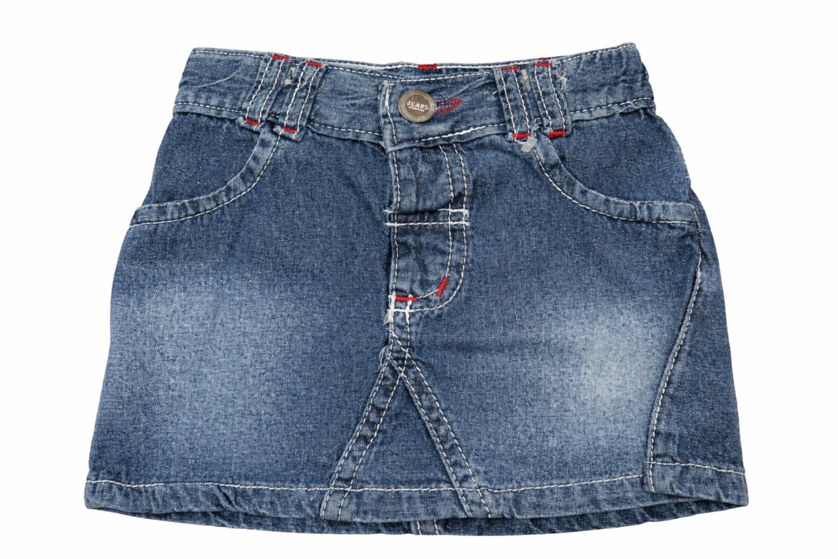 Pollera Jean Bolsillo Trasero Bordado Corazon