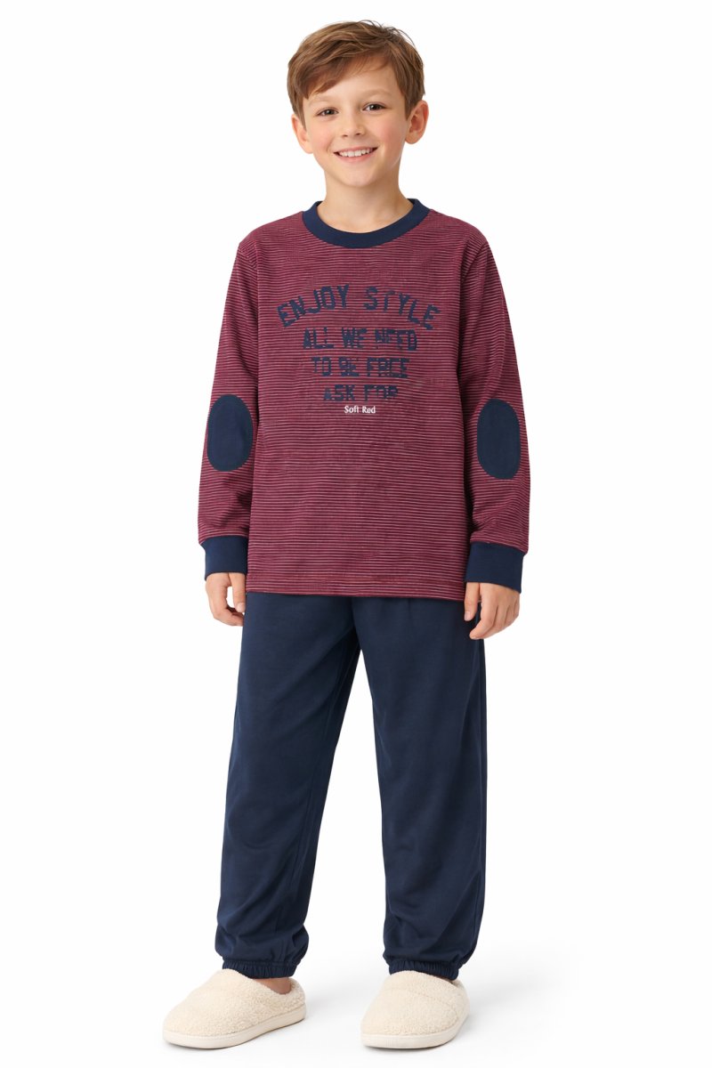 Pijama Invierno Remera Manga Larga y Pantalon Estampado Rayas