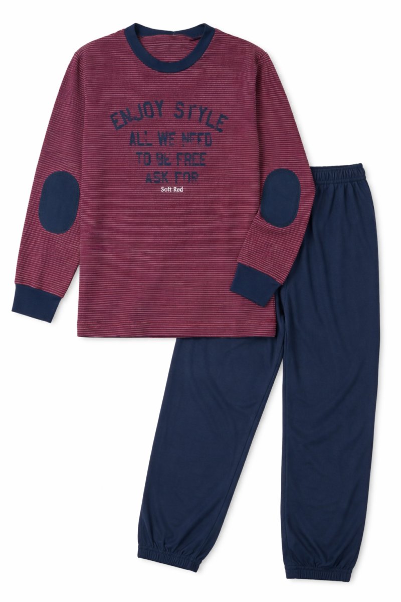 Pijama Invierno Remera Manga Larga y Pantalon Estampado Rayas