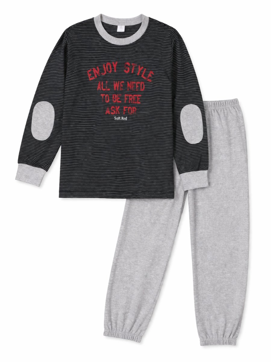 Pijama Invierno Remera Manga Larga y Pantalon Estampado Rayas