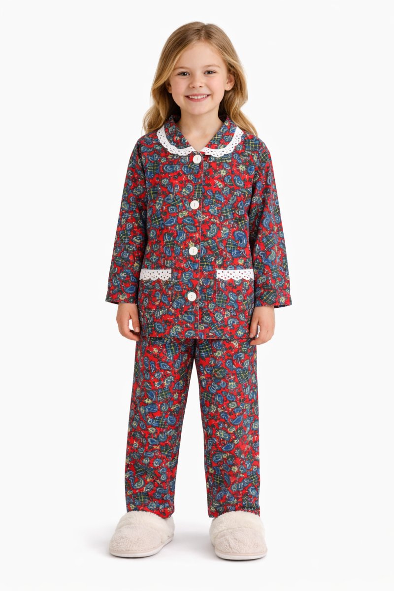 Pijamas Viyela Cuello Brodery Boton