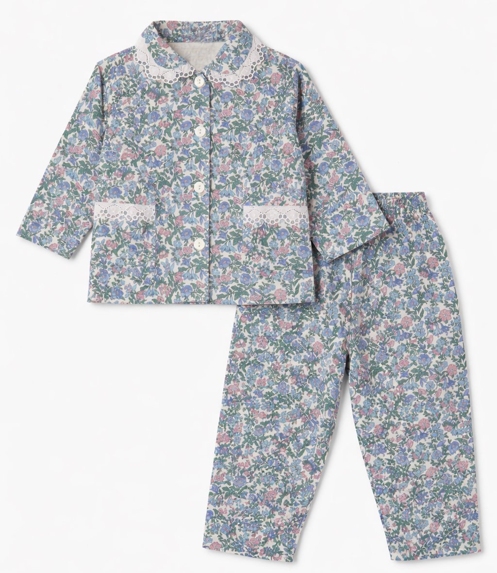 Pijamas Viyela Cuello Brodery Boton