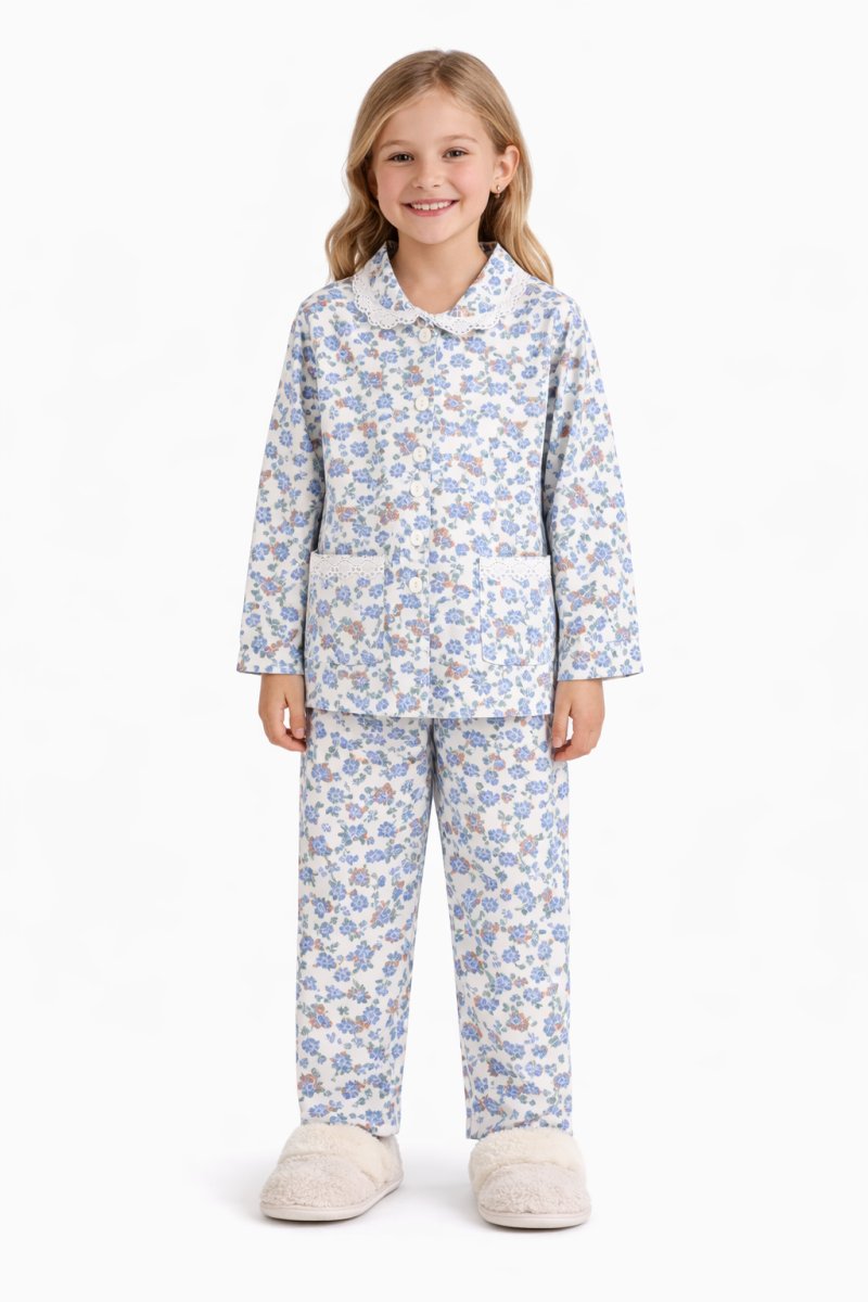 Pijamas Viyela Cuello Brodery  Boton