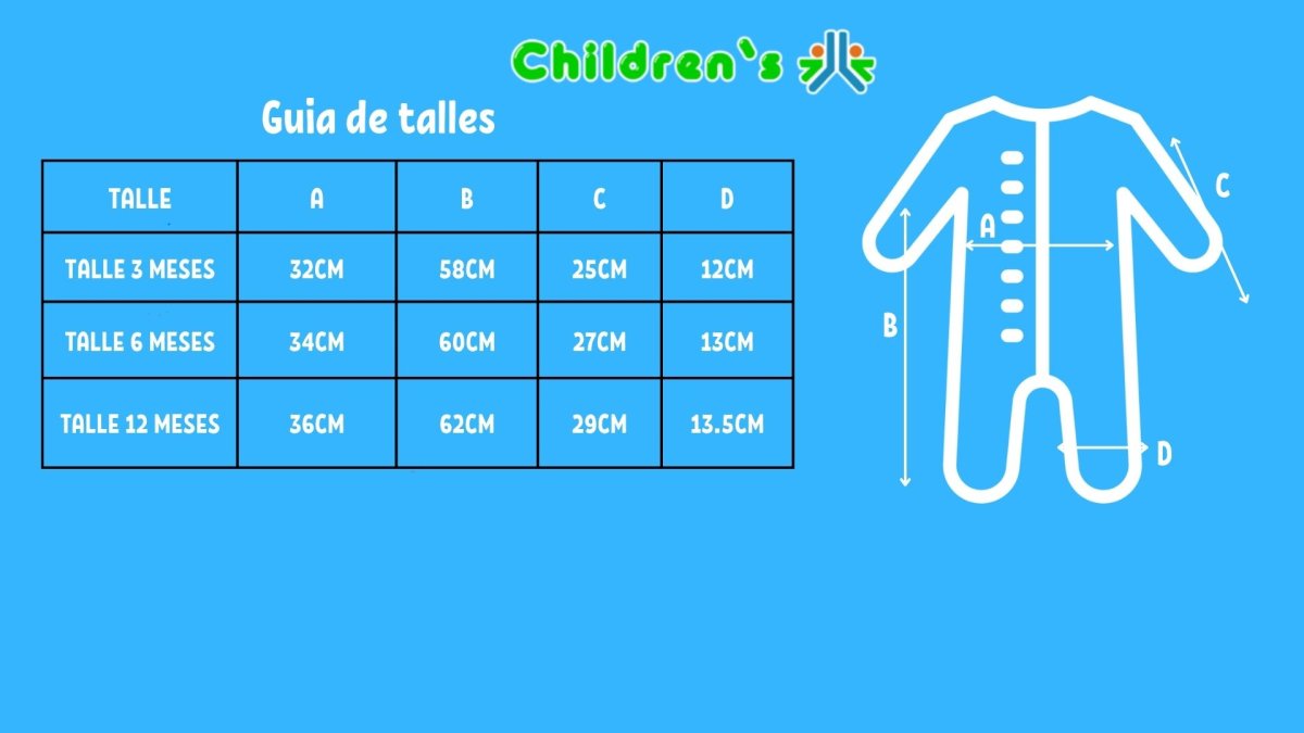 Guia de talles Enterito Astronauta Piel Algodon