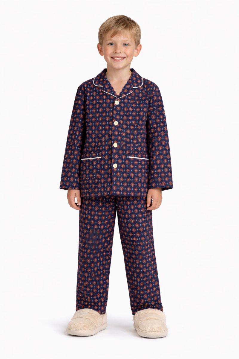 Pijama Viyela de Invierno con Botones Estampados Flores