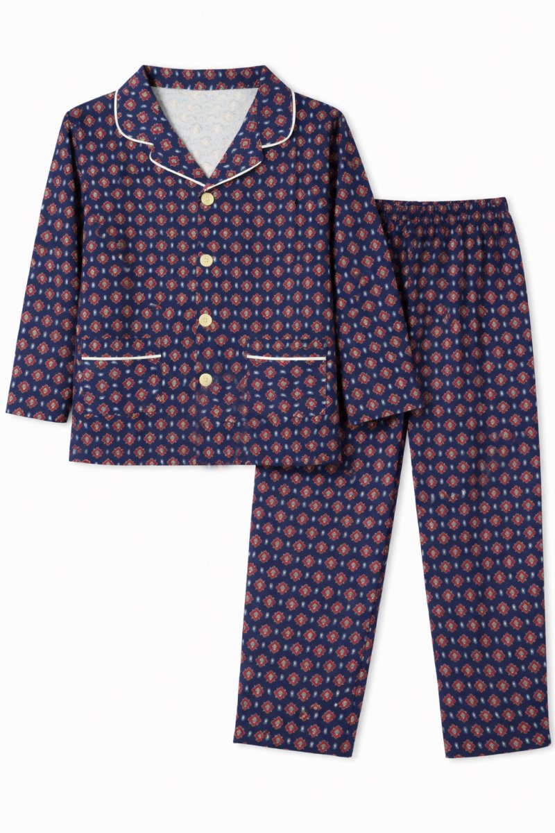 Pijama Viyela de Invierno con Botones Estampados Flores