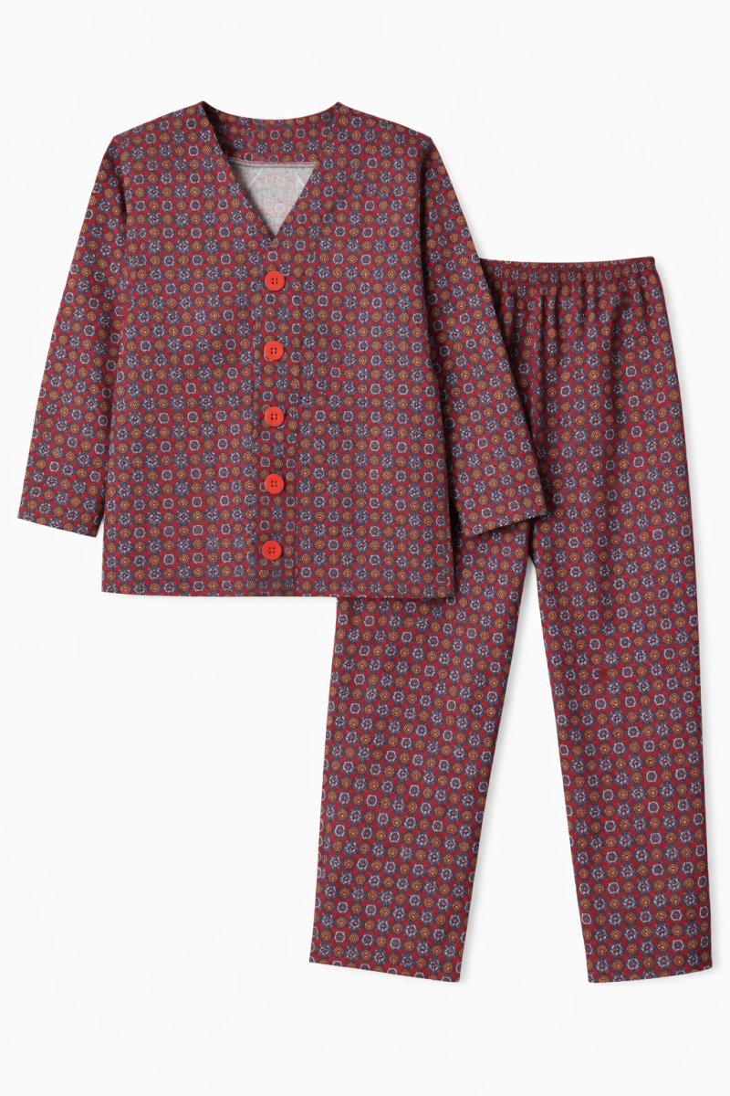 Pijama Invierno Viyela Boton Estampado de Mosaicos