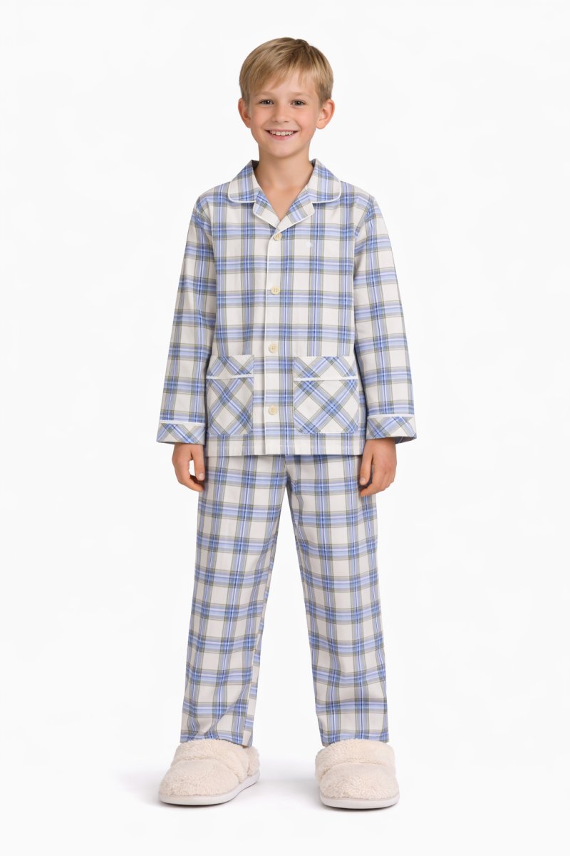 Pijama de Invierno con Botones Estampado Escoces