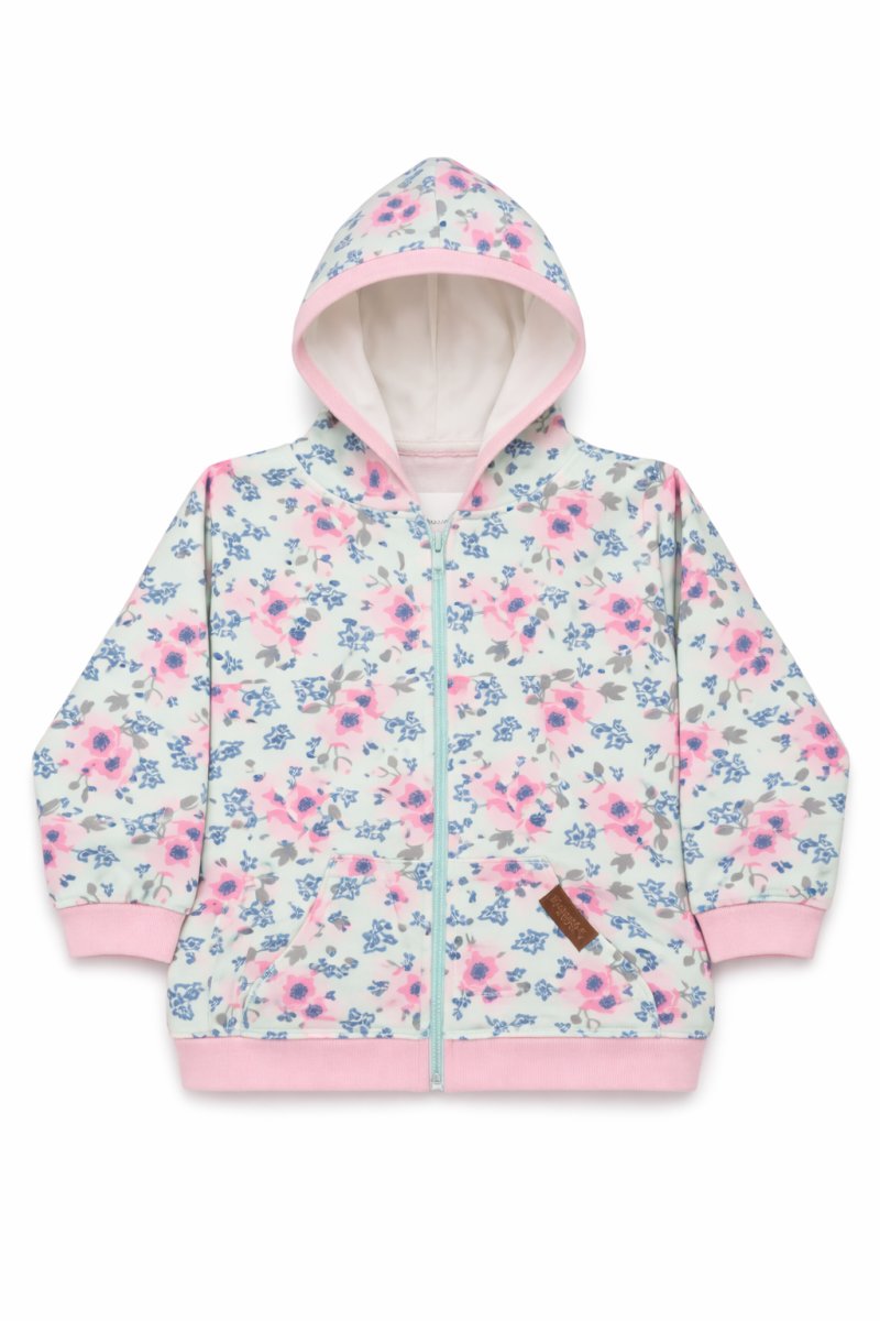 Campera de algodon frizada estampada