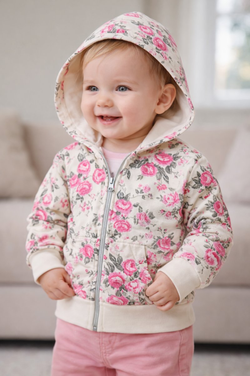 Campera Nena Algodon Estampada Flor