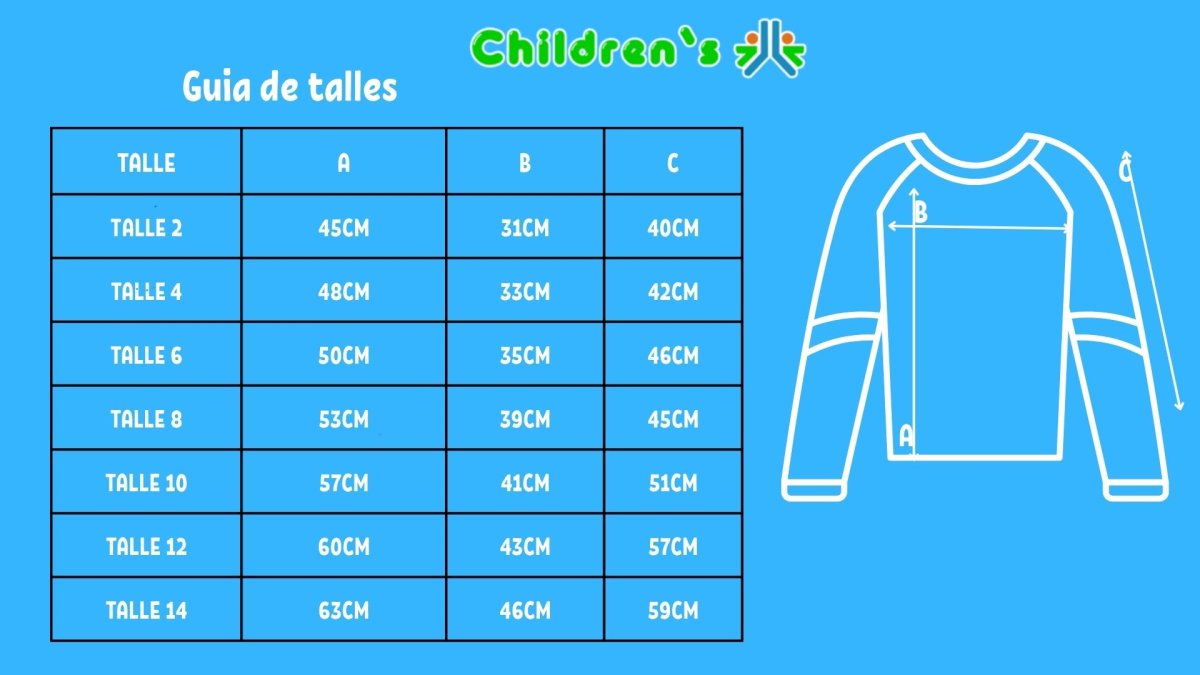 Guia de talles Remera Personaje Manga Larga Roblox