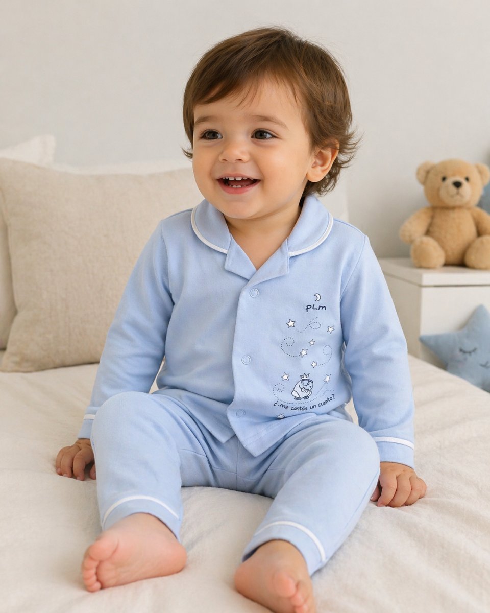 Pijama 2 Piezas Estampado Camisa Estampada Broches Pantalon