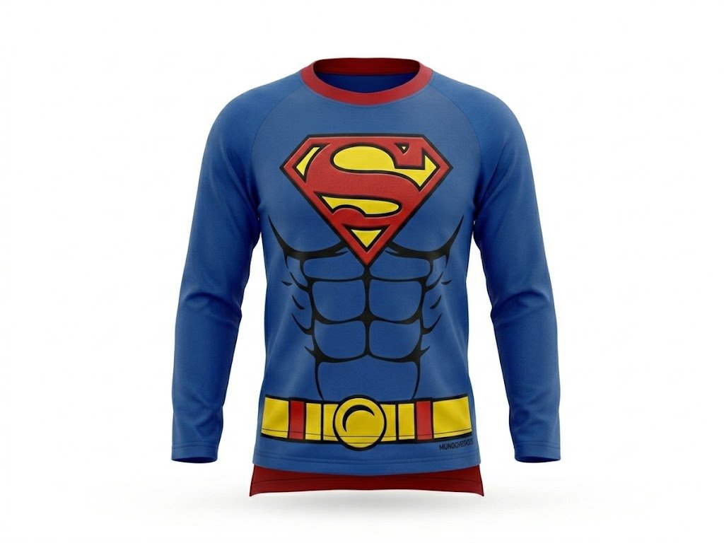 Remera Personaje Manga Larga Superman Capa Integrada