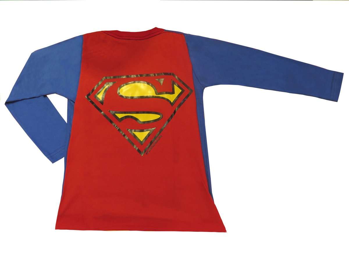 Remera Personaje Manga Larga Superman Capa Integrada