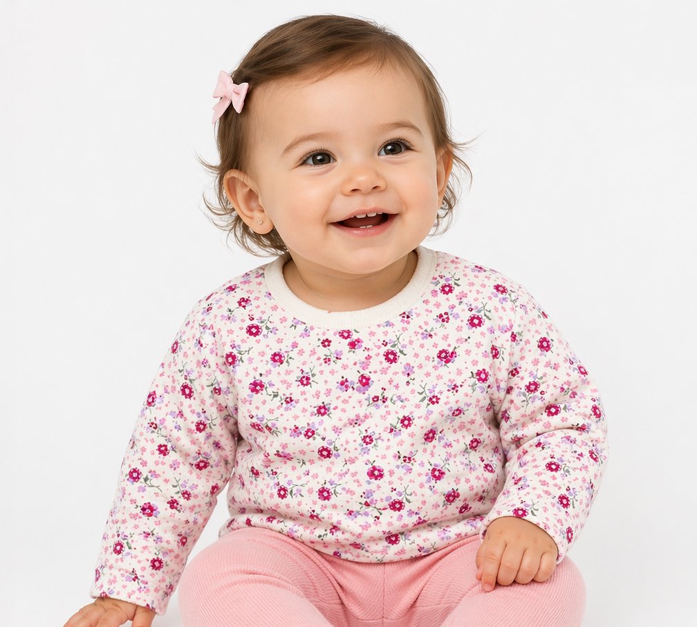 Buzo Con Friza Frizado Estampado con Florcitas