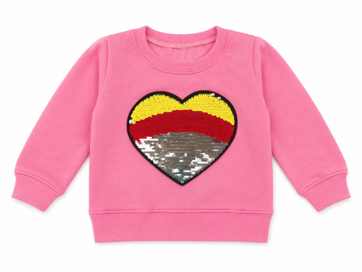 Buzo Frizado con Aplique de Lentejuela en forma de corazon