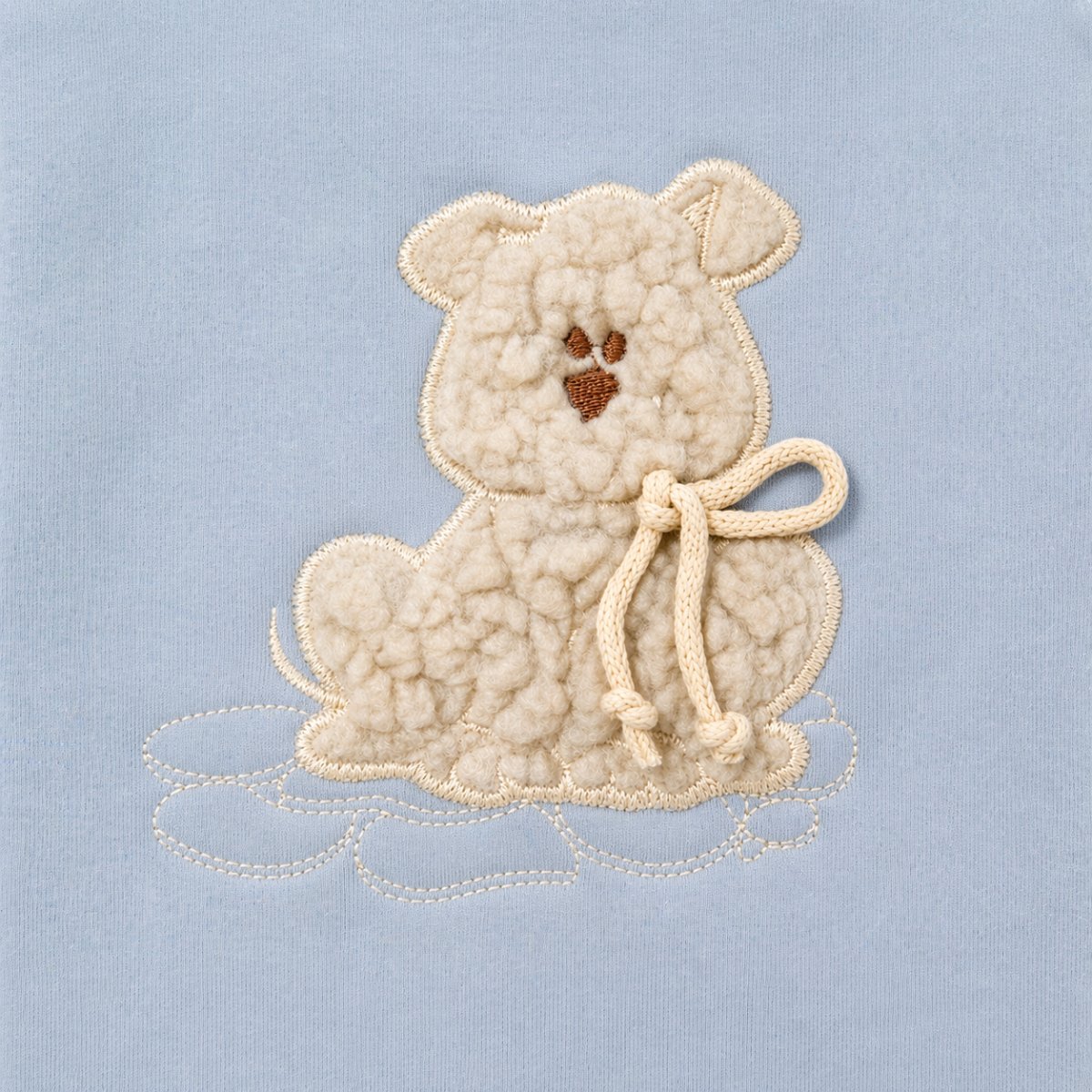 Buzo de Algodon Frizado Con Aplique de Oso