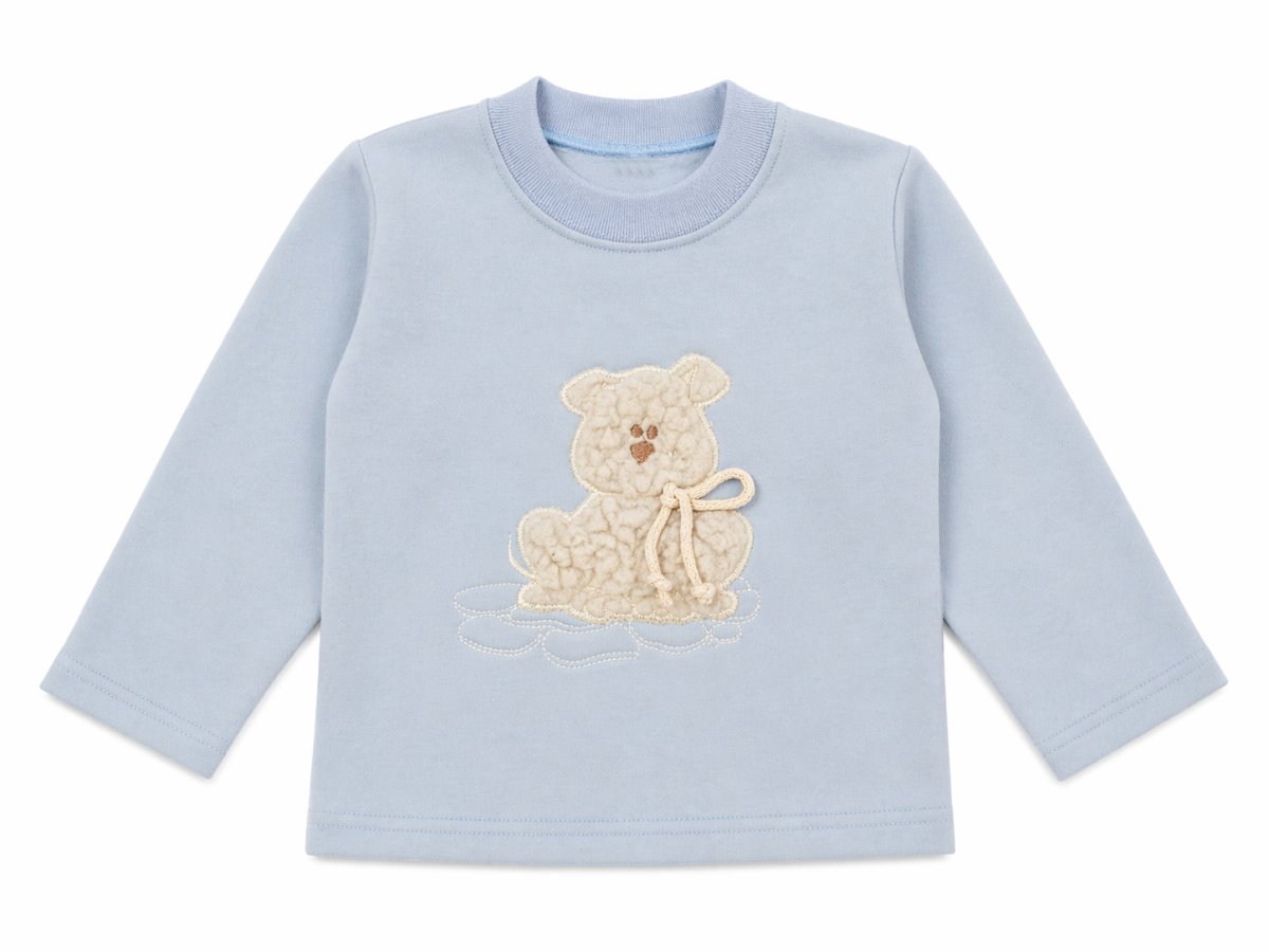 Buzo de Algodon Frizado Con Aplique de Oso