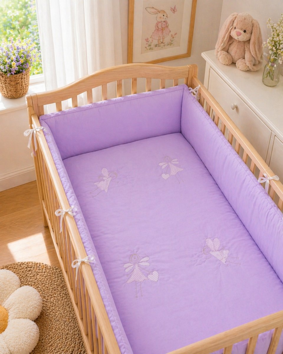 Acolchado Con Chichonera Cuna - Microfibra Bordada - Con Hada