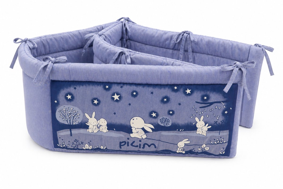 Acolchado Cuna Funcional Simil Jean Bordado