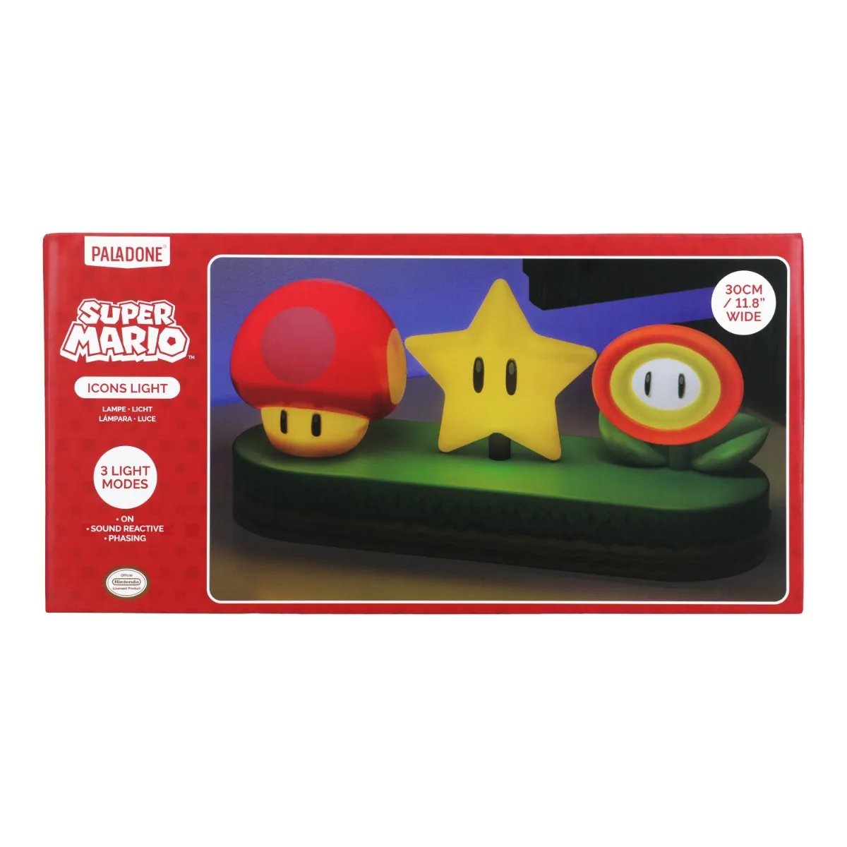 Lampara Super Mario Bros. Icons Light - Champiñón, Estrella Y Flor