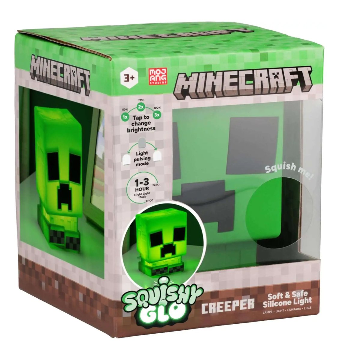 Lámpara Minecraft Creeper SquishyGlo - Velador - Luz De Noche