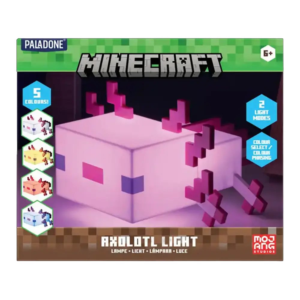 Lampara Minecraft Axolotl - Ajolote - Velador - 5 Colores De Luz