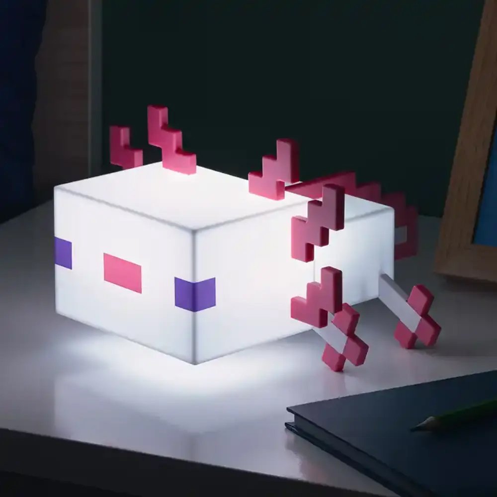 Lampara Minecraft Axolotl - Ajolote - Velador - 5 Colores De Luz