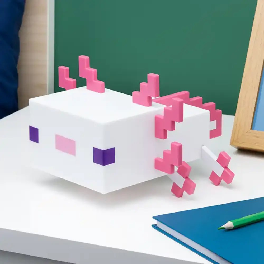 Lampara Minecraft Axolotl - Ajolote - Velador - 5 Colores De Luz