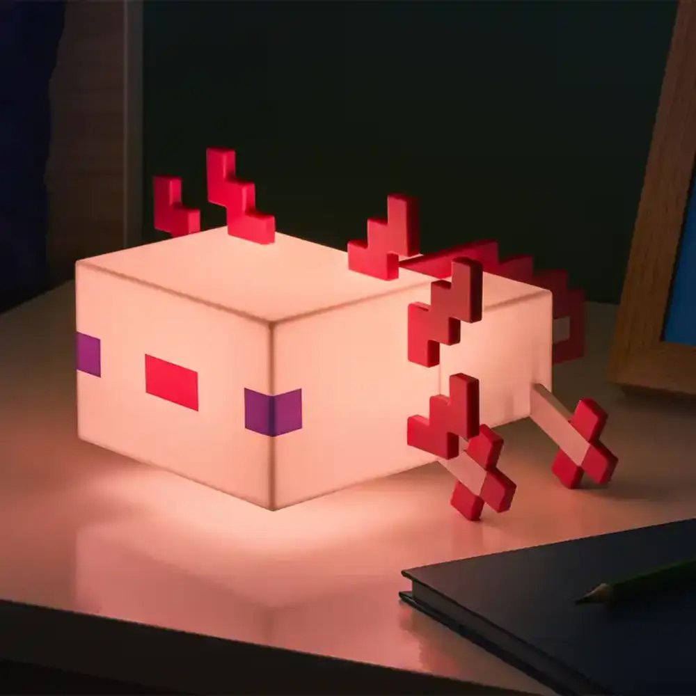Lampara Minecraft Axolotl - Ajolote - Velador - 5 Colores De Luz