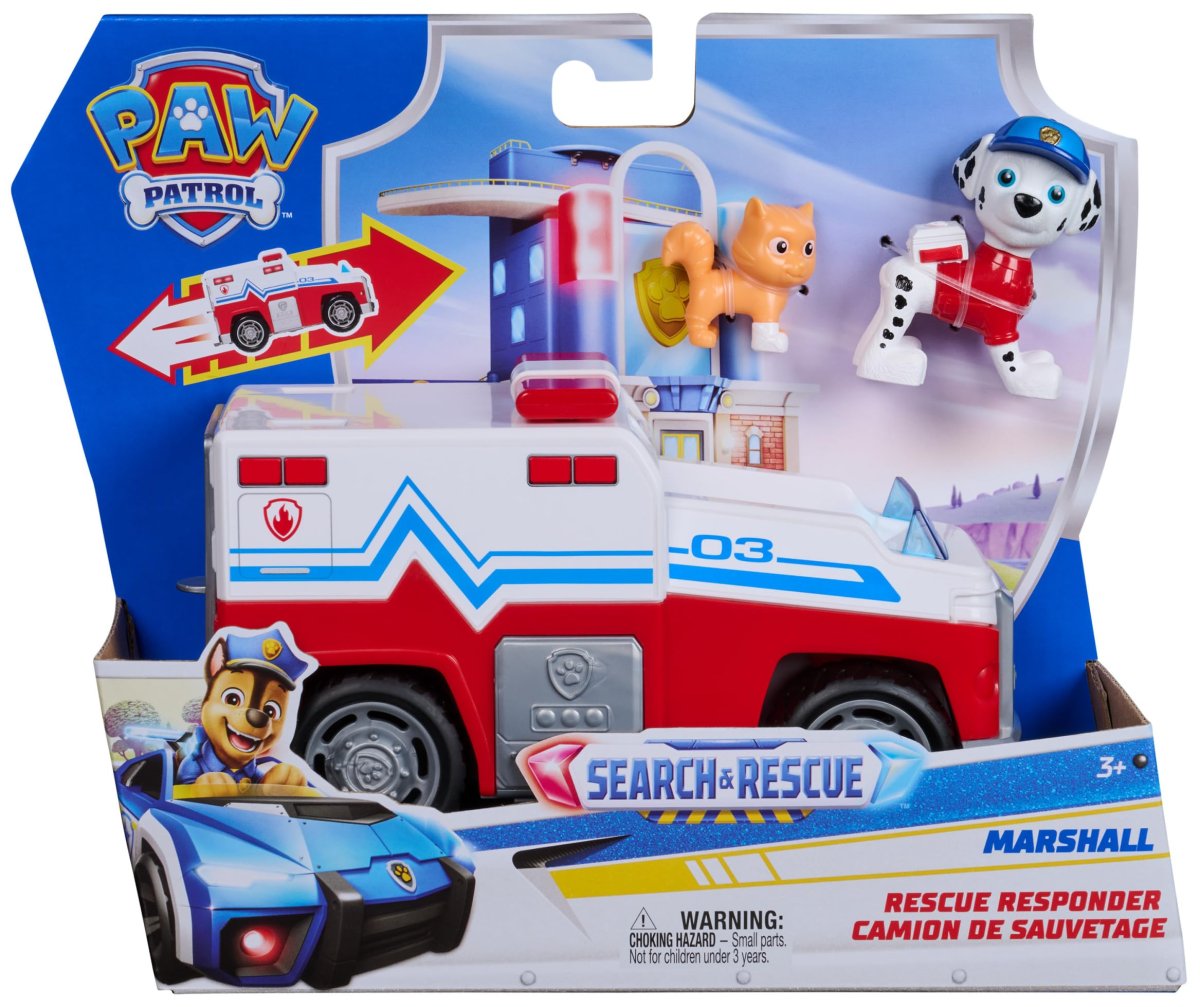 Paw Patrol Vehiculo Pull Back Con Figura Search & Rescue - Marshall