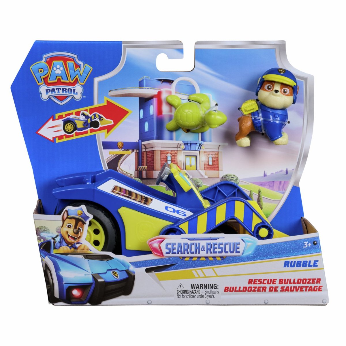 Paw Patrol Vehiculo Pull Back Con Figura Search & Rescue - Rubble