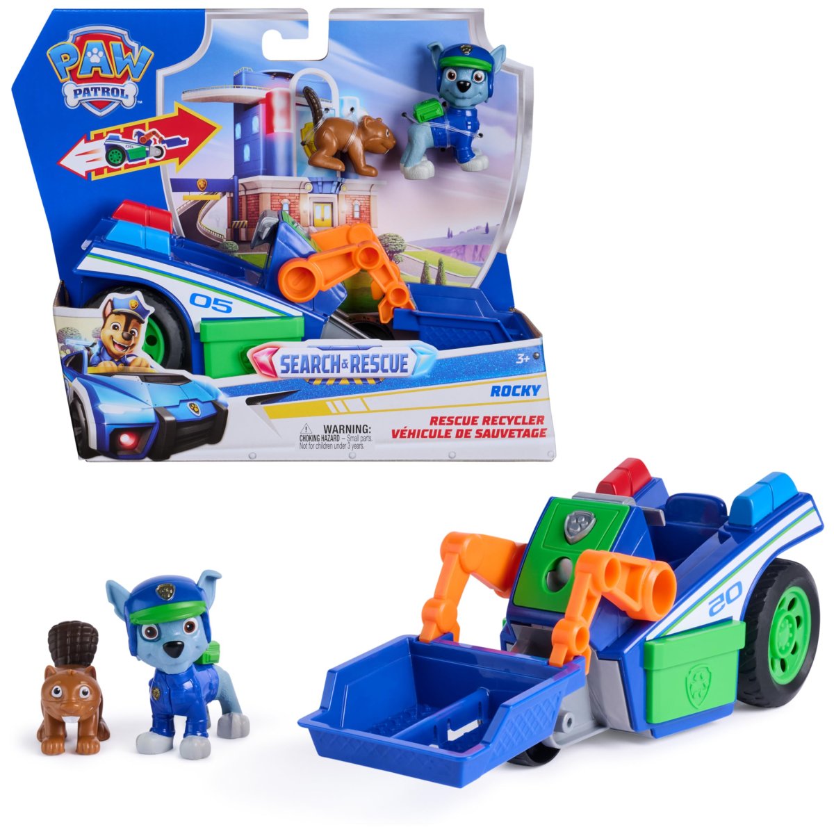 Paw Patrol Vehiculo Pull Back Con Figura Search & Rescue - Rocky