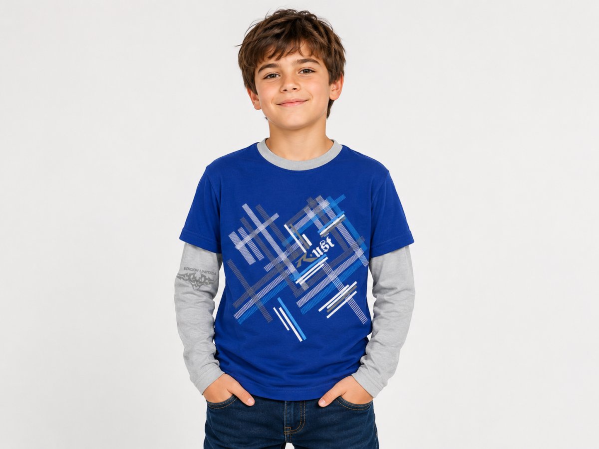 Remera Manga Larga Estampado Con Rayas