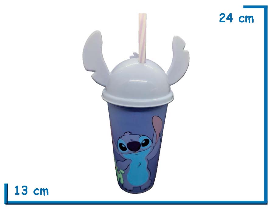 STITCH VASO CON OREJAS Y SORBETE 500ML
