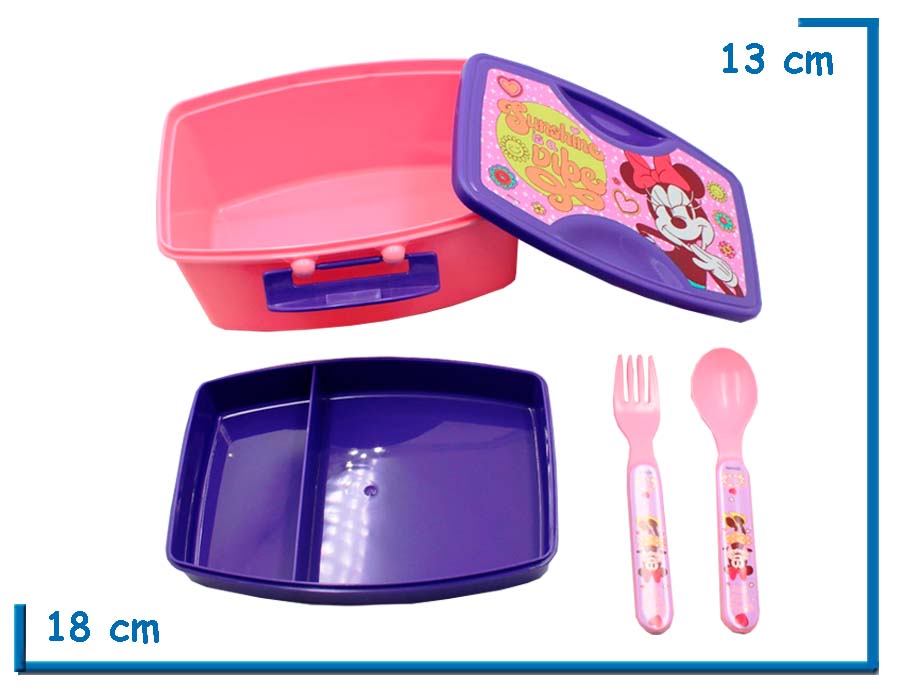 MINNIE MOUSE LUNCH BOX CON CUBIERTOS