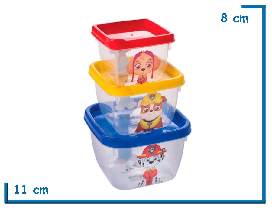 PAW PATROL RECIPIENTES X3 PIEZAS