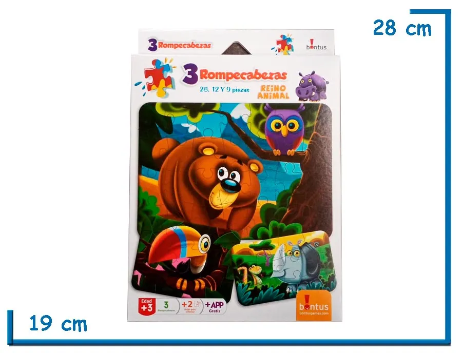 PUZZLE X3 REINO ANIMAL 28/12/9 PZS