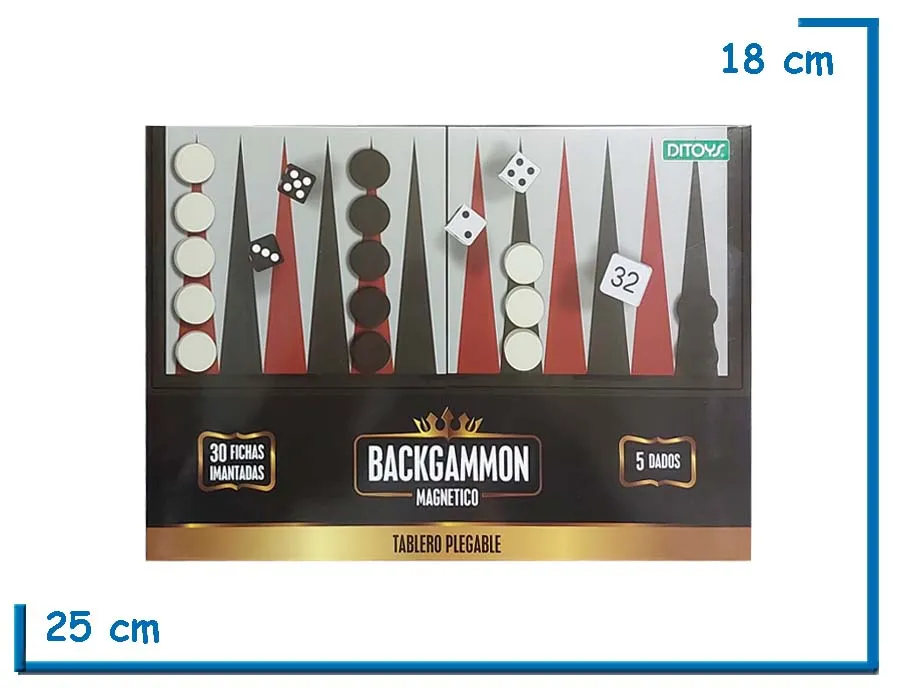 BACKGAMMON MAGNETICO CON TABLERO PLEGABLE