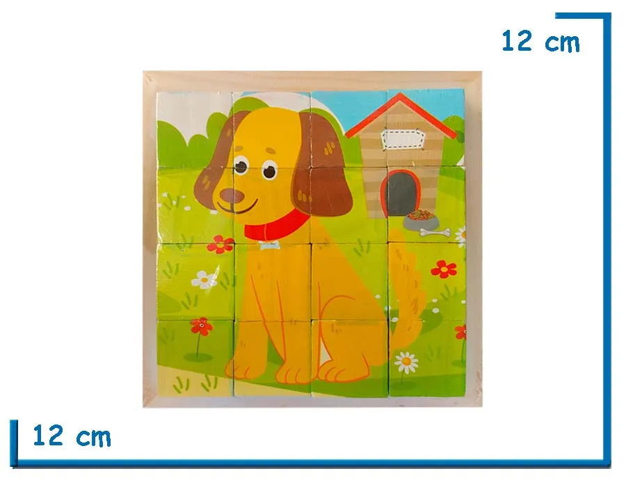 ROMPECABEZAS PERRO CUBOS DE MADERA 16 PZS