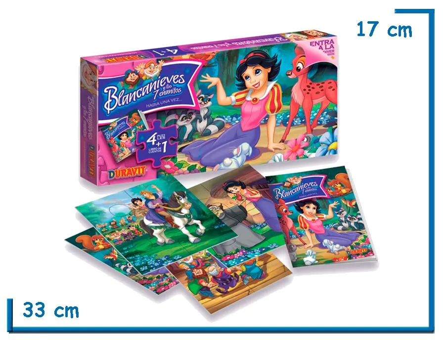 BLANCANIEVES Y LOS 7 ENANITOS 4 PUZZLES Y LIBRO DE CUENTOS